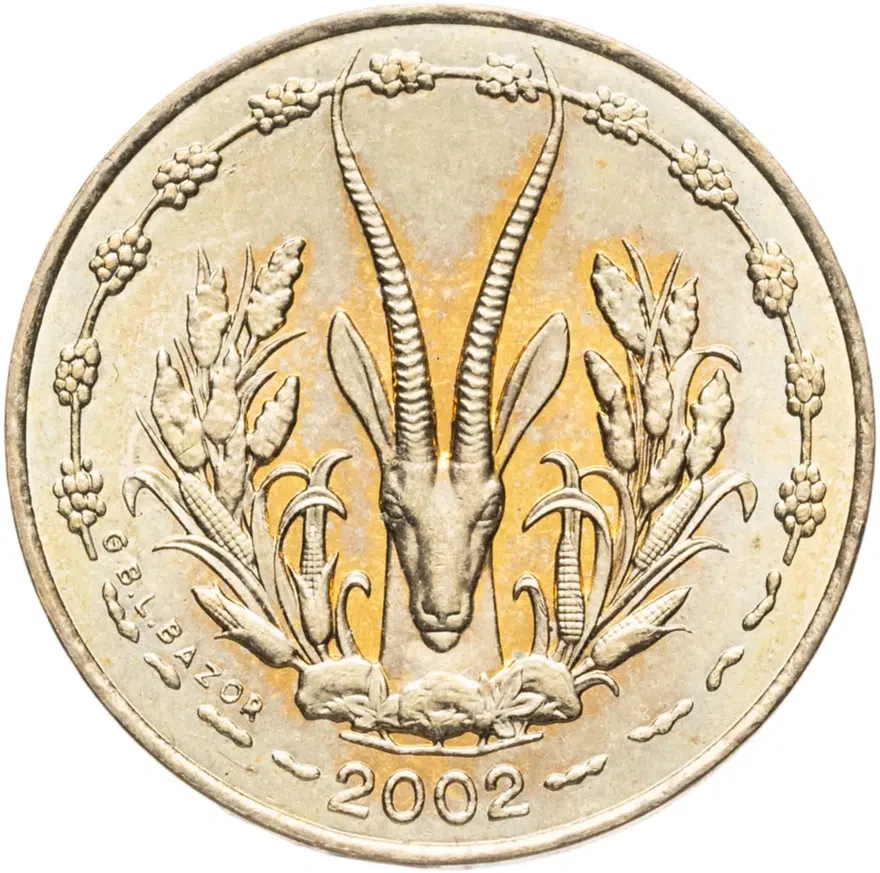 Западная Африка (BCEAO) 5 франков (francs) 2002, реверс