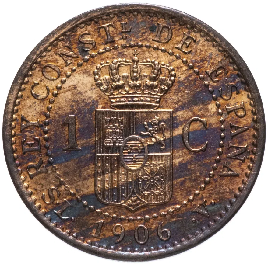 Испания 1 сентимо (centimo) 1906, реверс