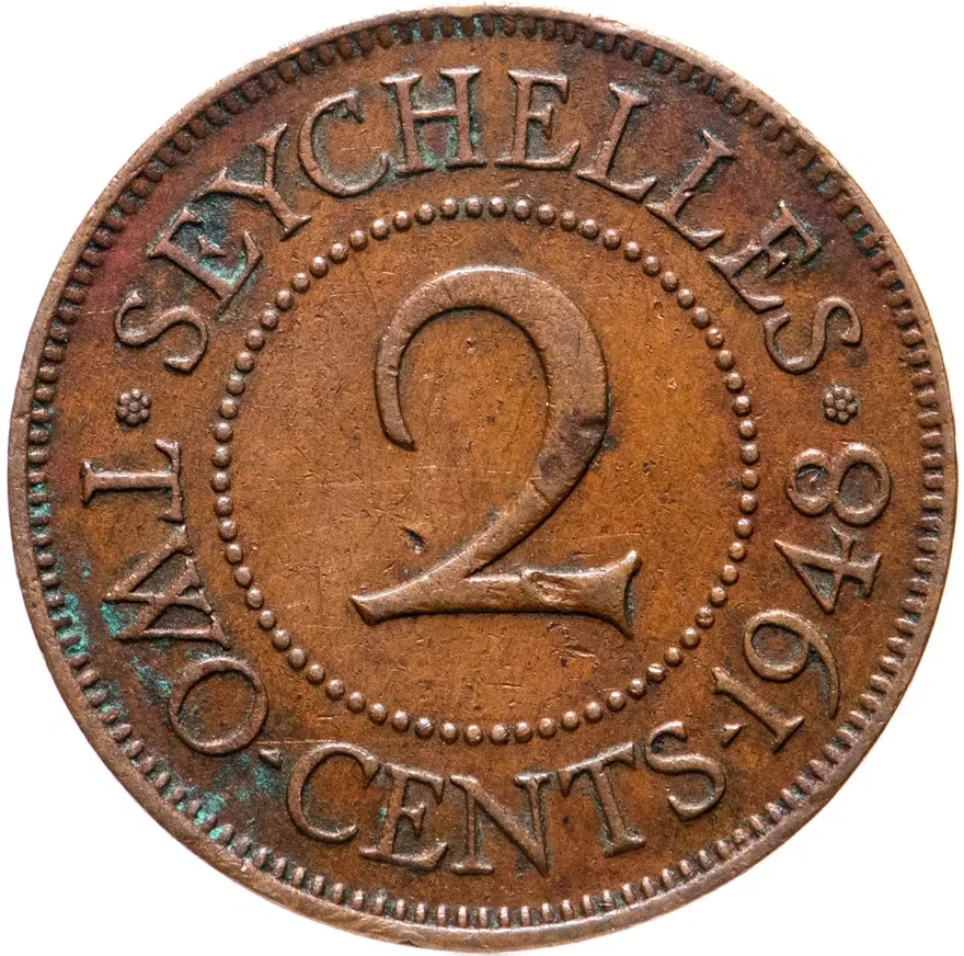 Сейшелы 2 цента (cents) 1948, аверс