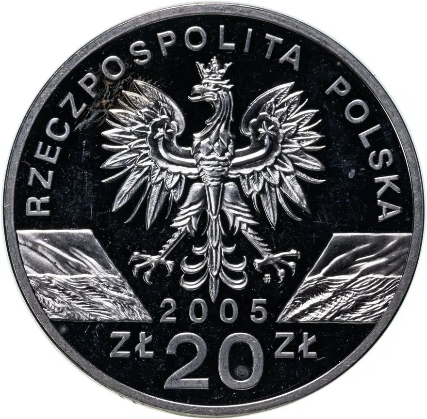 Польша 20 злотых (zlotych) 2005  Всемирная природа - Филин, реверс