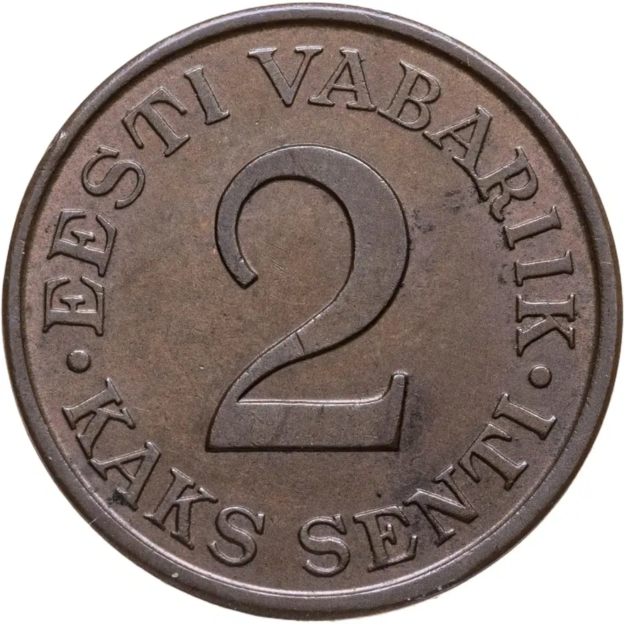 Эстония 2 сента (senti) 1934, реверс
