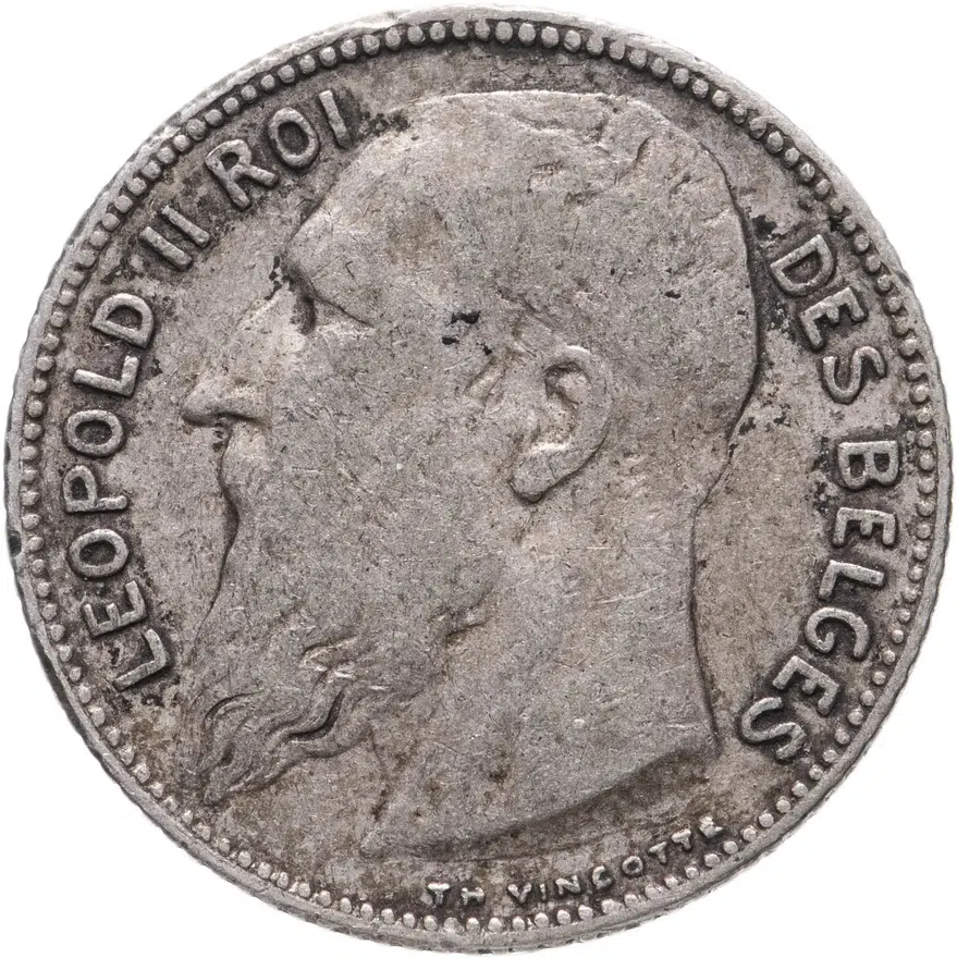 Бельгия 1 франк (franc) 1909 Надпись на французском - 'DES BELGES'