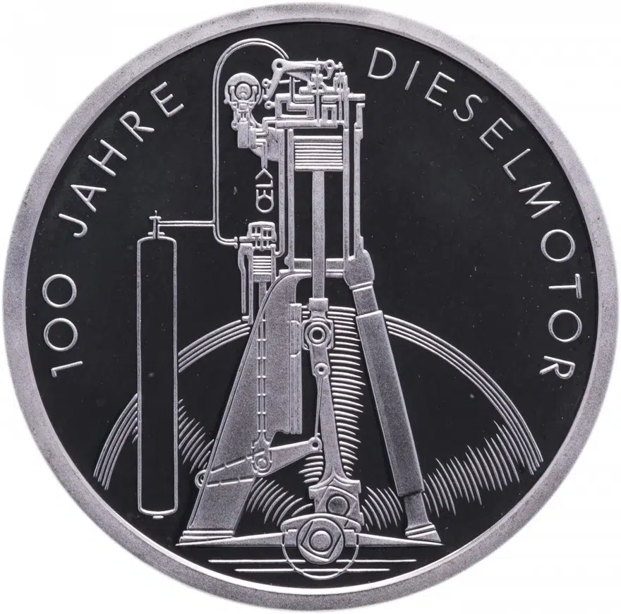 ФРГ 10 марок 1997 "100 лет дизельному двигателю" (D)