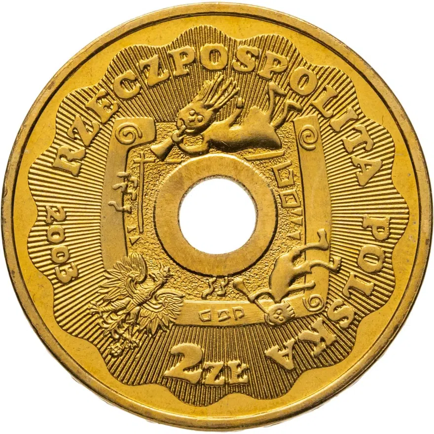 Польша 2 злотых (zlote) 2003 10 лет Великому Оркестру Рождественской Помощи, аверс