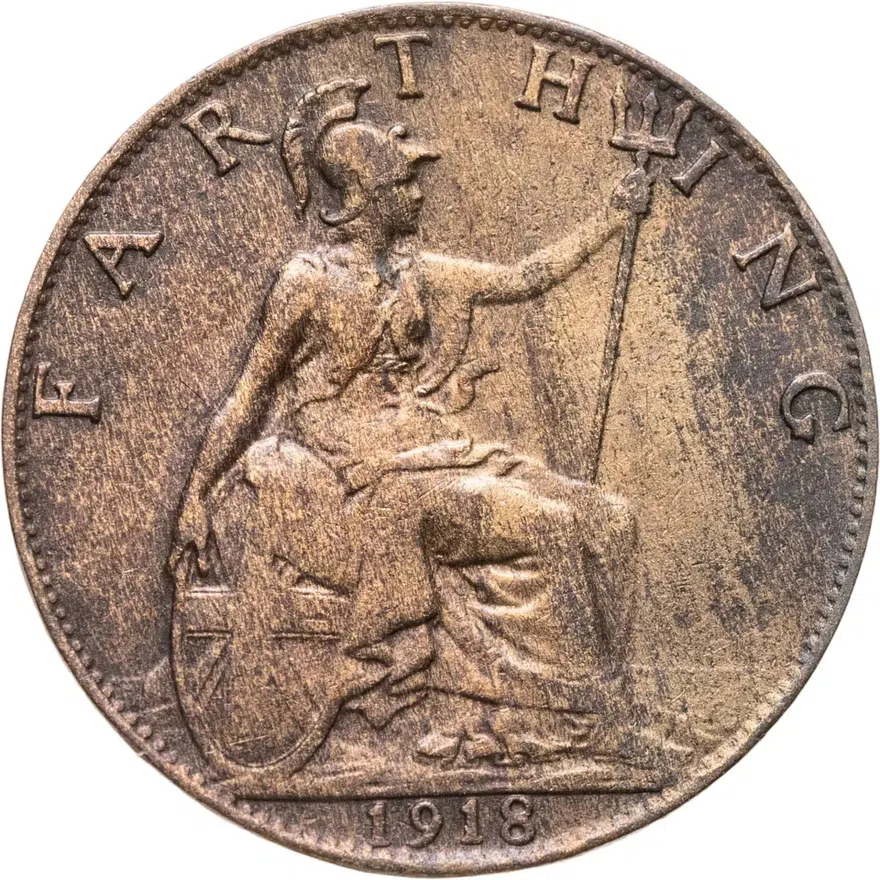 Великобритания 1 фартинг (farthing) 1918, реверс