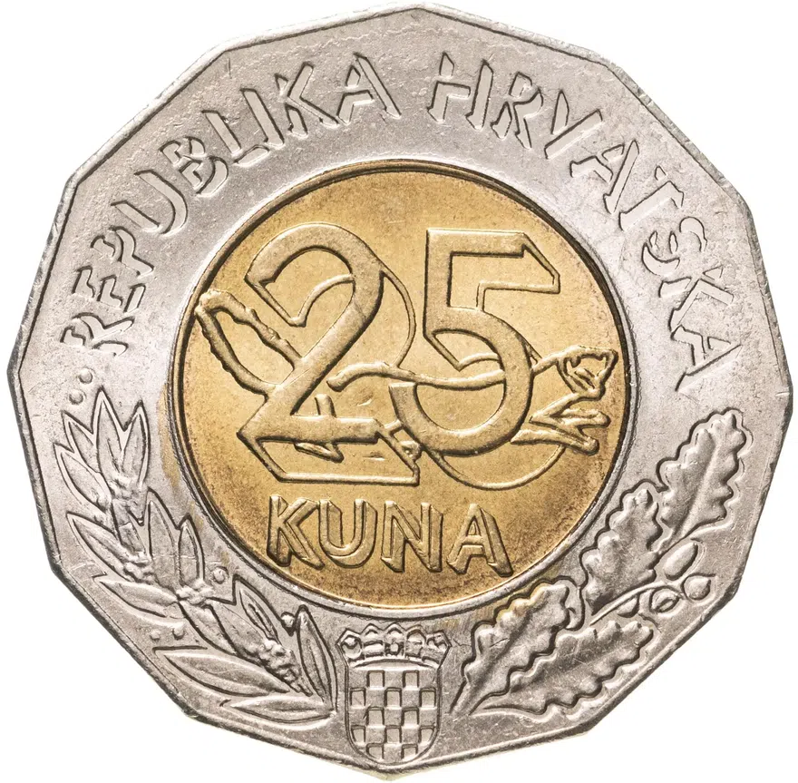 Хорватия 25 кун (kuna) 1997  Придунайский район Хорватии