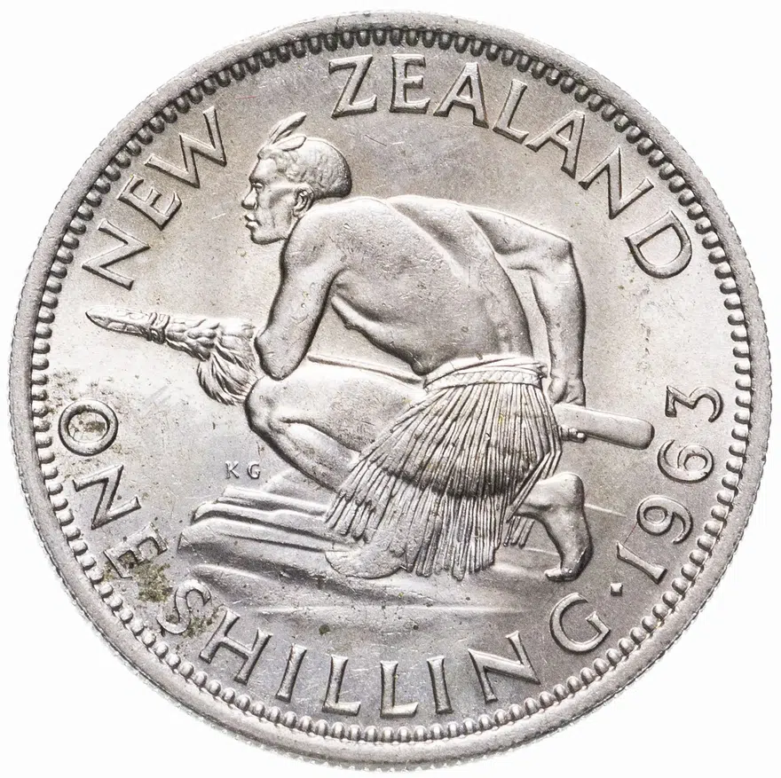 Новая Зеландия 1 шиллинг (shilling) 1963, аверс