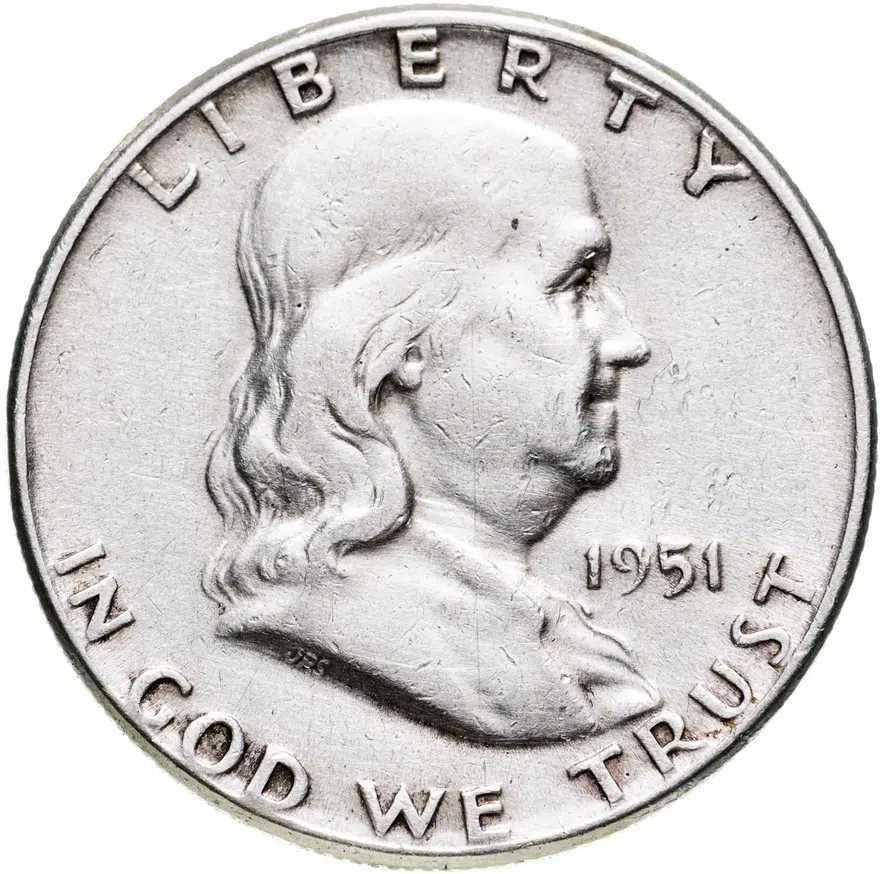 США 50 центов (1/2 доллара, half dollar) 1951 "Franklin Half Dollar"