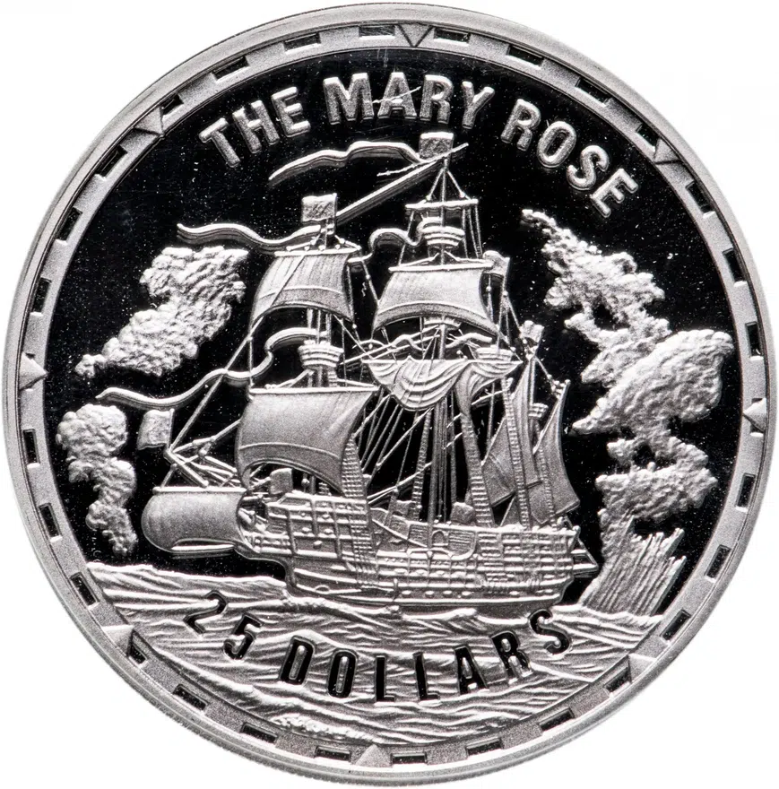 Соломоновы острова 25 долларов 2005 "Легендарные боевые корабли - The Mary Rose ("Мэри Роуз"), флот Великобритании"