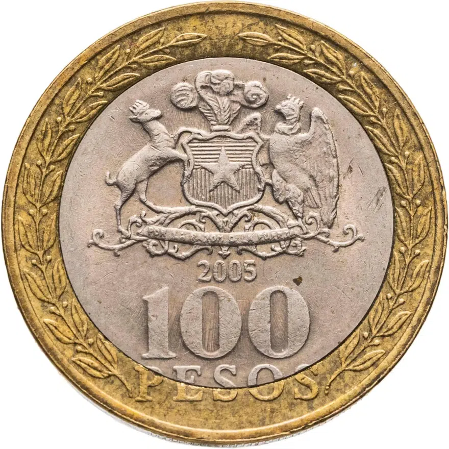Чили 100 песо (pesos) 2005, реверс
