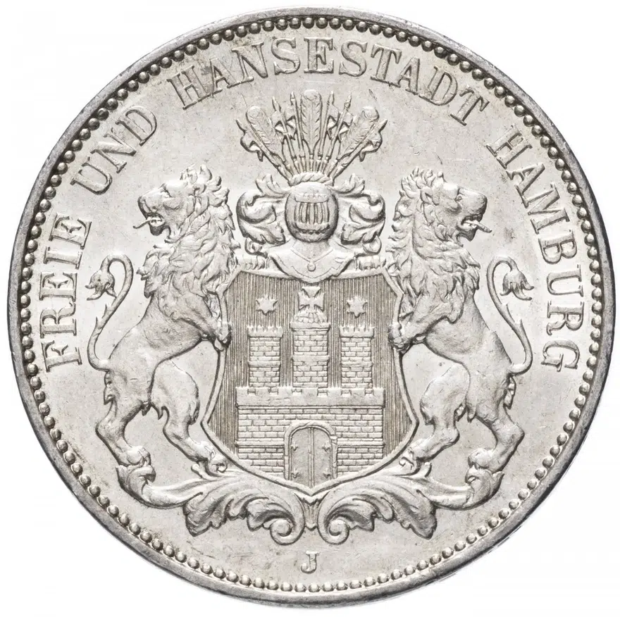 Германия (Гамбург) 3 марки (mark) 1914, аверс