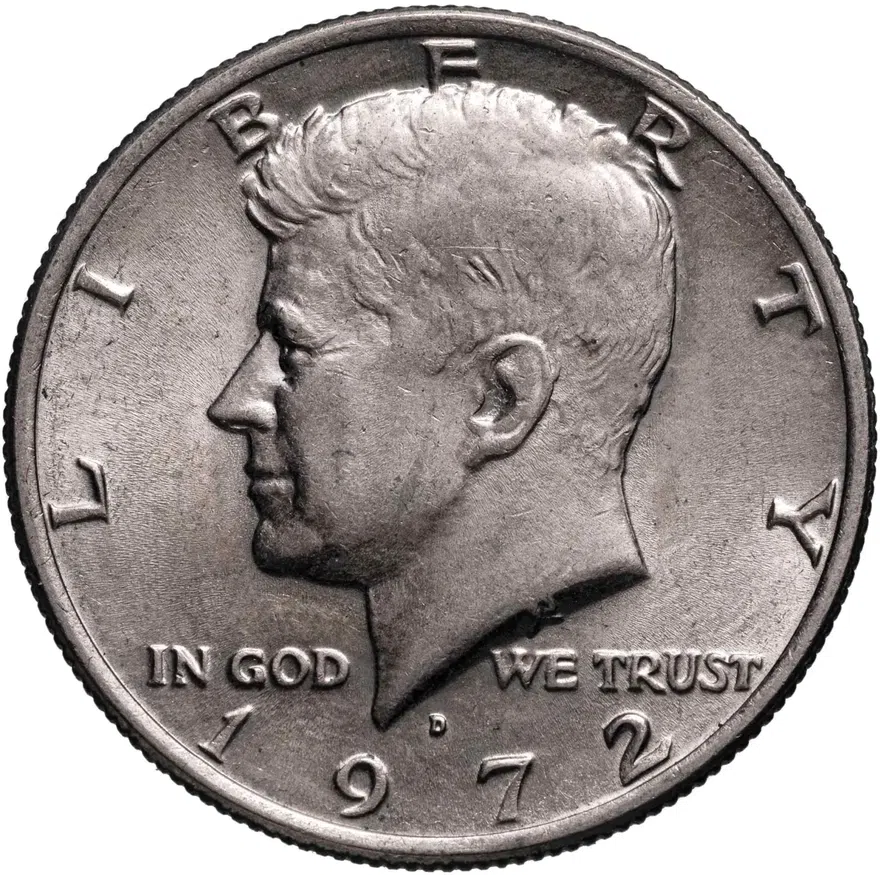 США 50 центов (1/2 доллара, half dollar) 1972, знак монетного двора "D" - Денвер