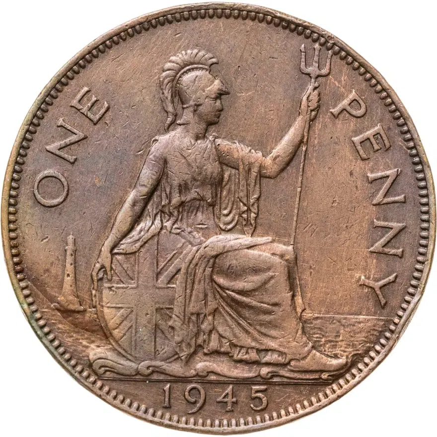 Великобритания 1 пенни (penny) 1945, реверс