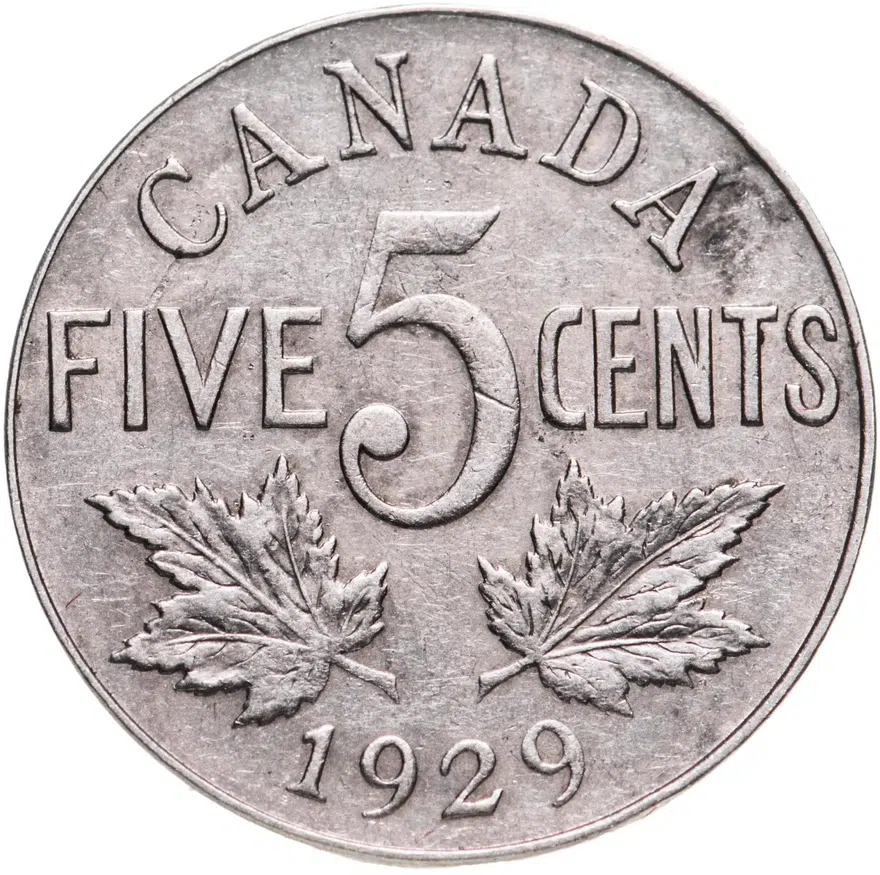 Канада 5 центов (cents) 1929, аверс
