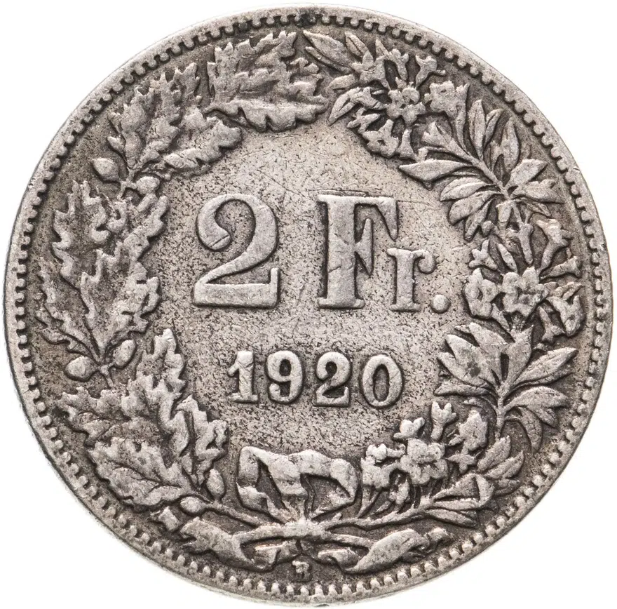 Швейцария 2 франка (francs) 1920
