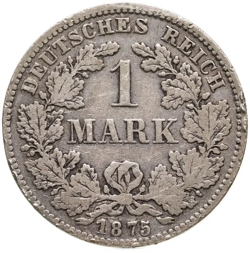 Германия 1 марка 1875 H знак монетного двора: "H" - Дармштадт