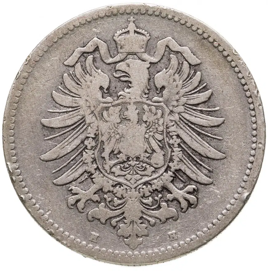 Германия 1 марка 1875 H знак монетного двора: "H" - Дармштадт, реверс