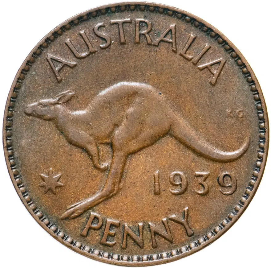 Австралия 1 пенни (penny) 1939, аверс