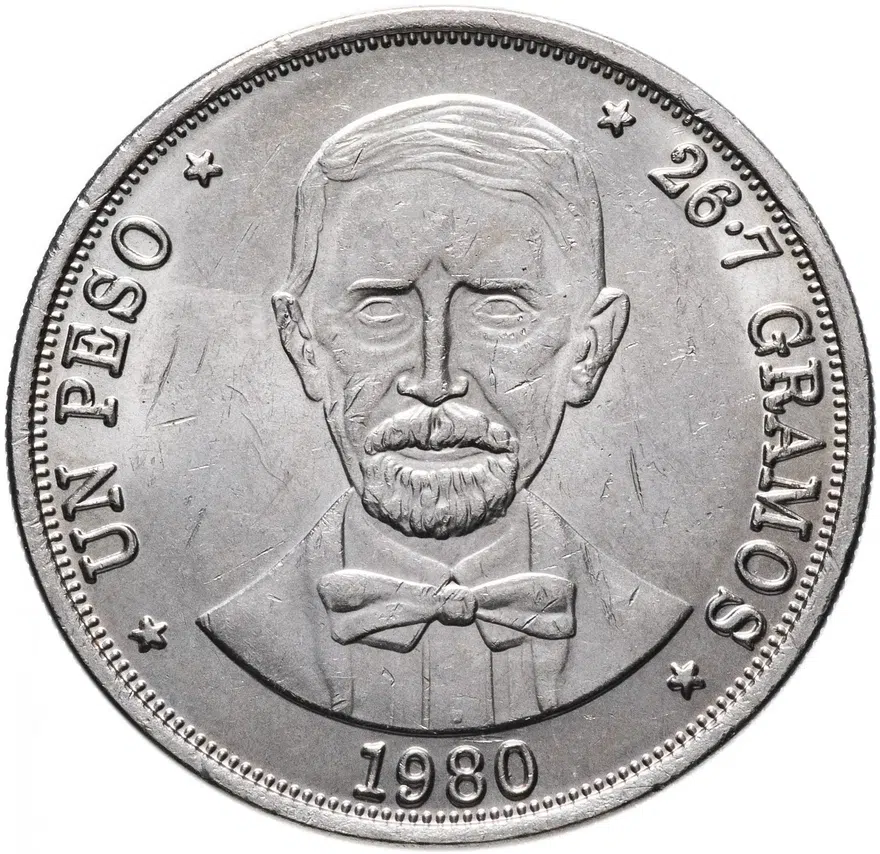 Доминикана 1 песо (peso) 1980