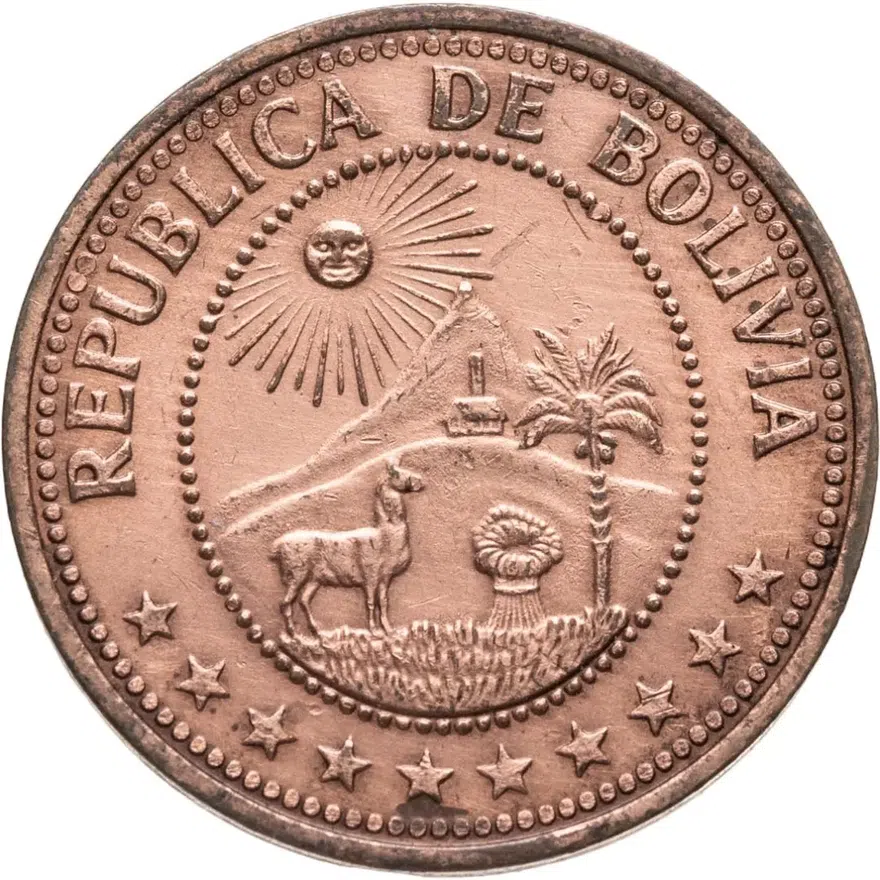 Боливия 10 сентаво (centavos) 1971, реверс