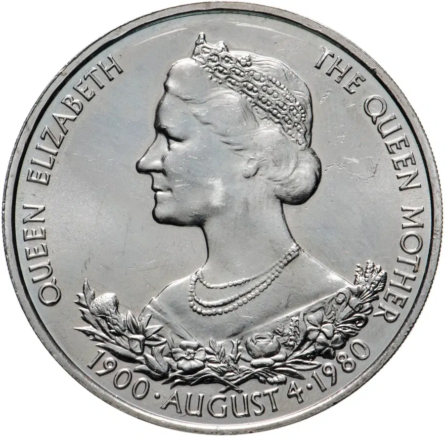 Гернси 25 пенсов (pence) 1980  80 лет Королеве-матери