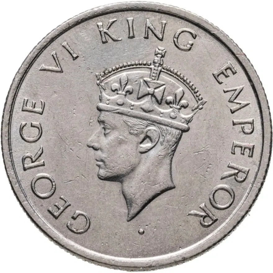 Британская Индия 1/2 рупии (rupee) 1947, реверс