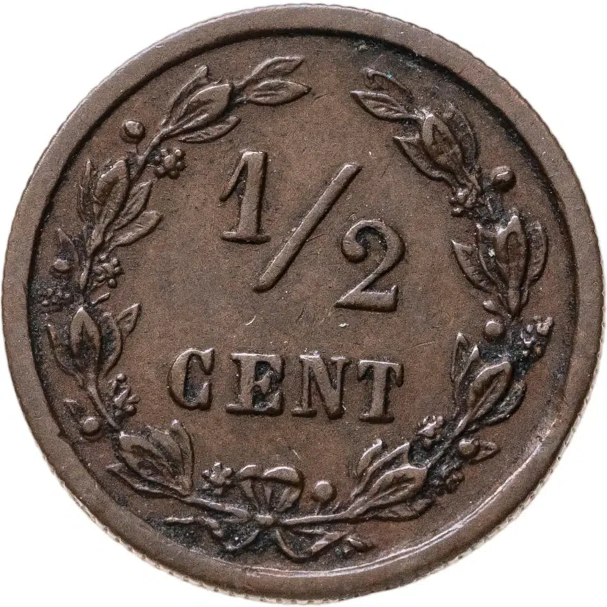 Нидерланды 1/2 цента (cent) 1900, реверс