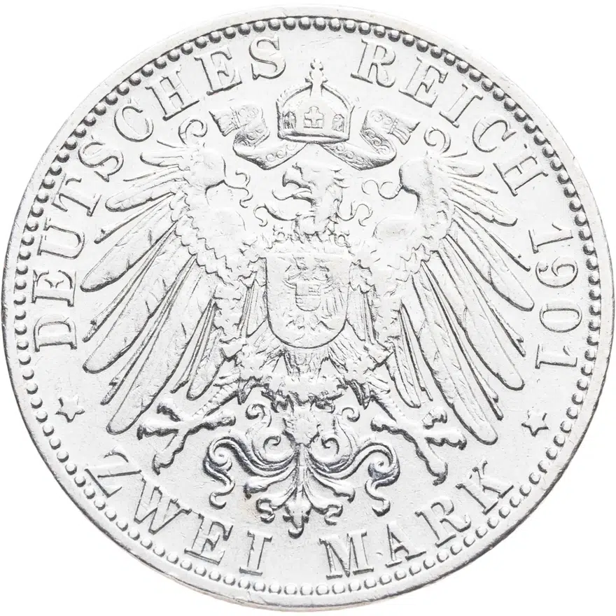Германия (Империя) 2 марки (mark) 1901 D Бавария, реверс