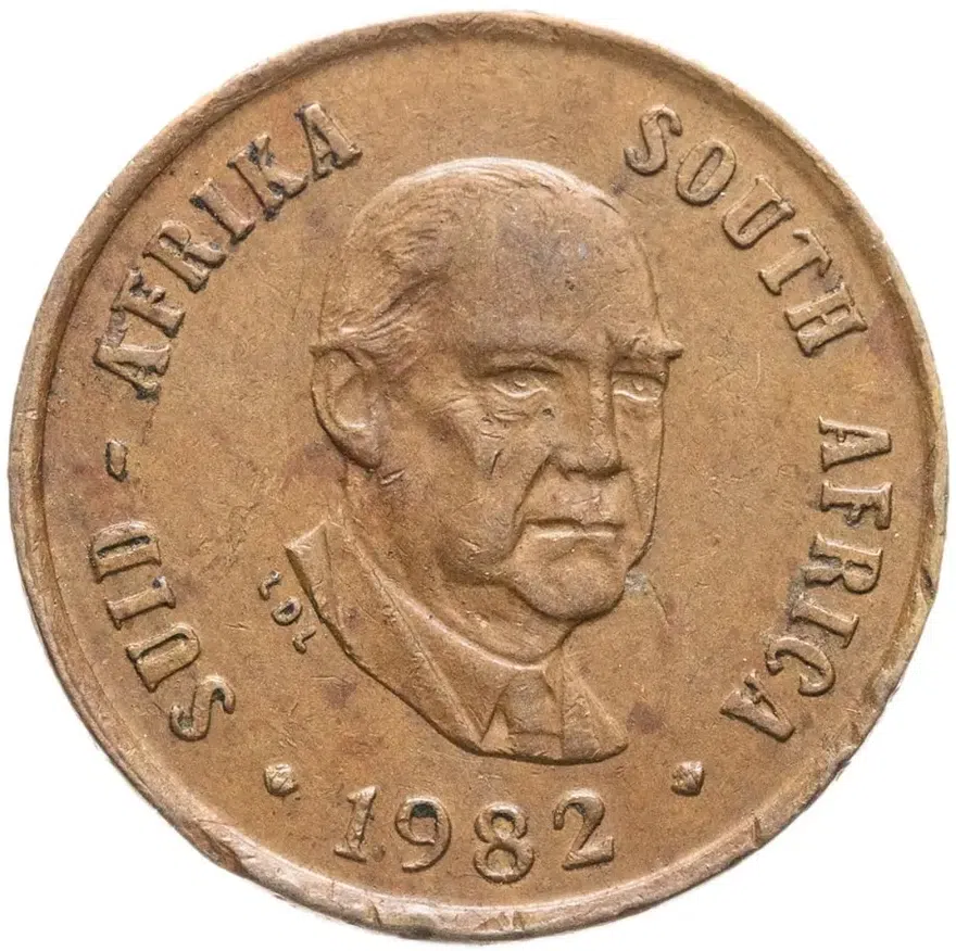 ЮАР 1 цент (cent) 1982  Окончание президентства Бальтазара Йоханнеса Форстера, аверс