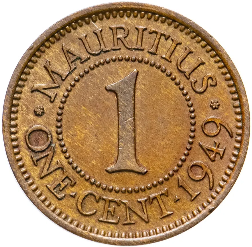 Маврикий 1 цент (cent) 1949, аверс
