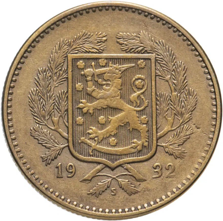 Финляндия 10 марок (markkaa) 1932, реверс