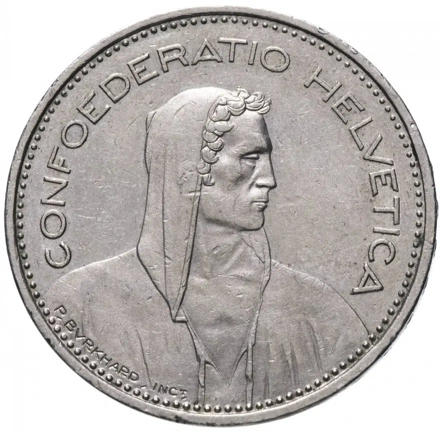Швейцария 5 франков (francs) 1982, реверс