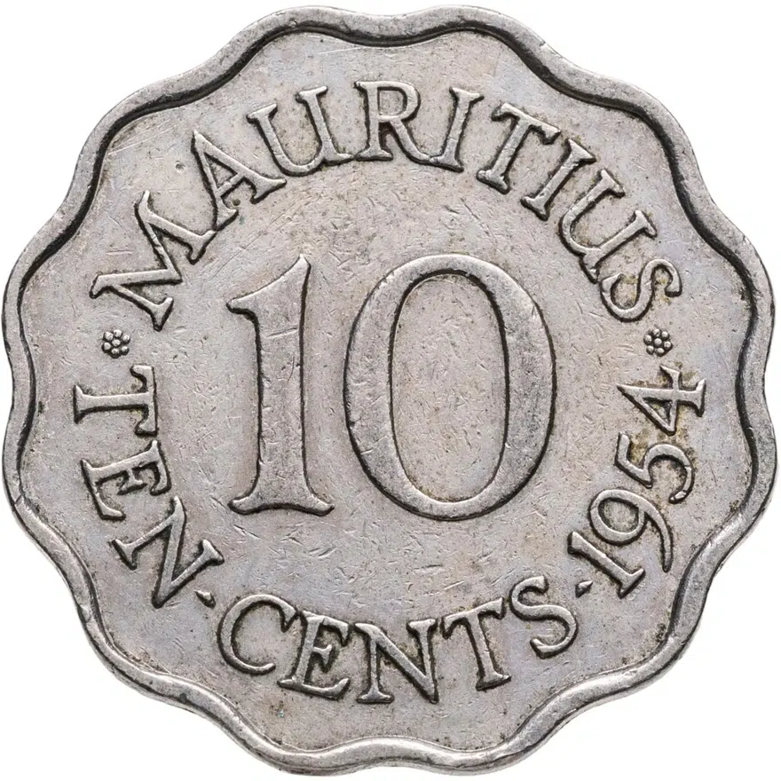 Маврикий 10 центов (cents) 1954