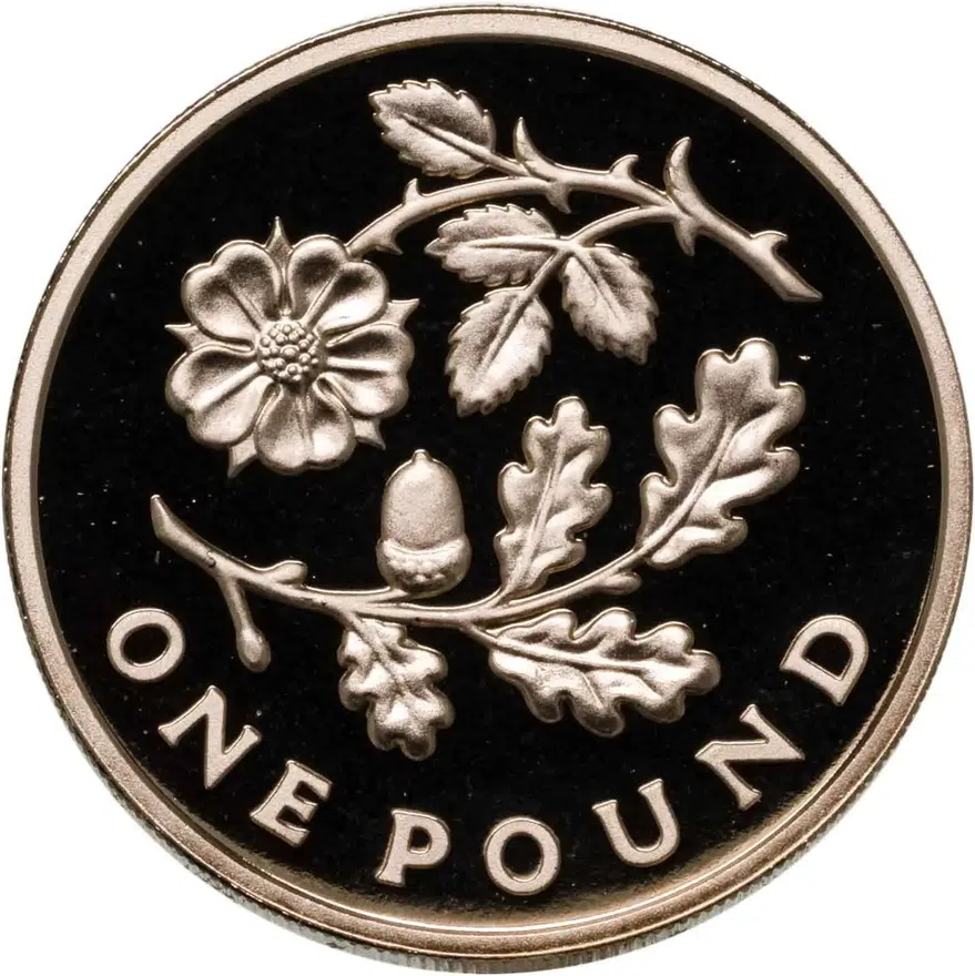 Великобритания 1 фунт (pound) 2013 Флора Англии: роза и дуб