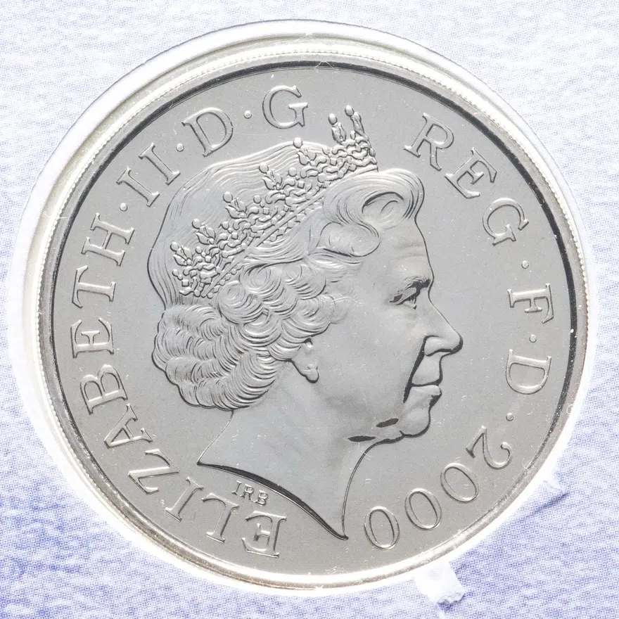 Великобритания 5 фунтов (pounds) 2000  100 лет со дня рождения  Королевы - Матери, реверс