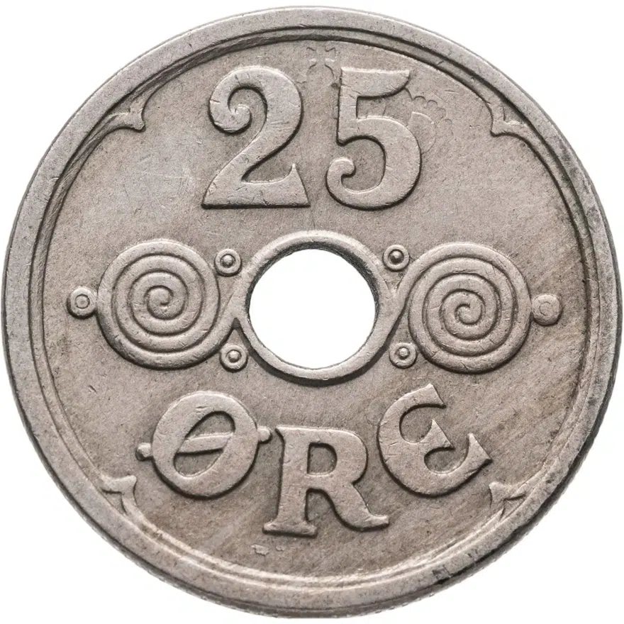 Дания 25 эре (ore) 1946, реверс