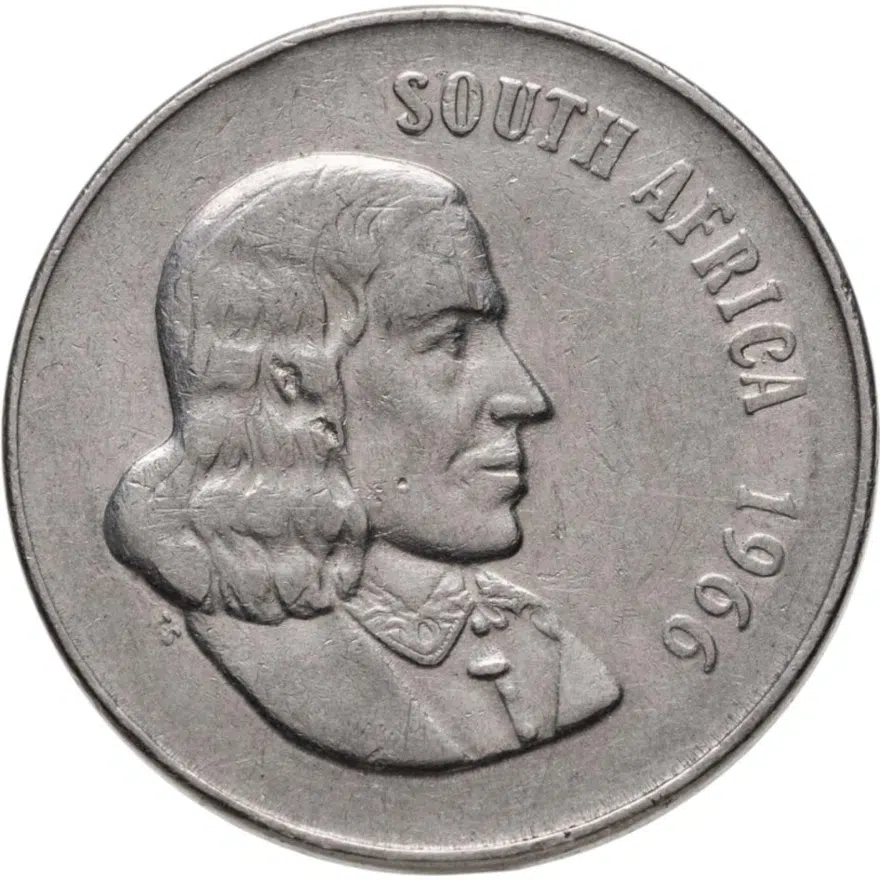 ЮАР 50 центов (cents) 1966  Надпись на английском языке - "SOUTH AFRICA"