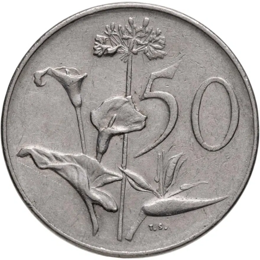 ЮАР 50 центов (cents) 1966  Надпись на английском языке - "SOUTH AFRICA", реверс