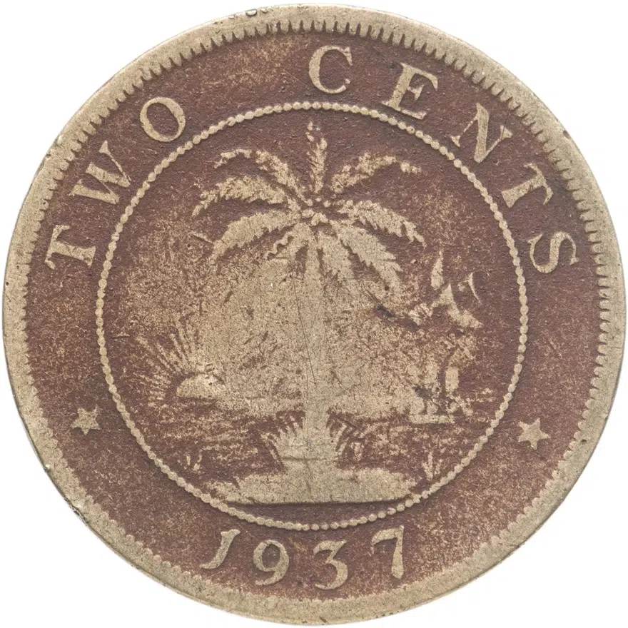 Либерия 2 цента (cents) 1937, реверс