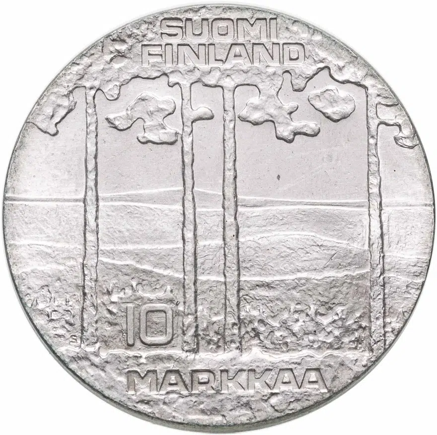 Финляндия 10 марок (markkaa) 1975  75 лет со дня рождения президента Урхо Кекконен