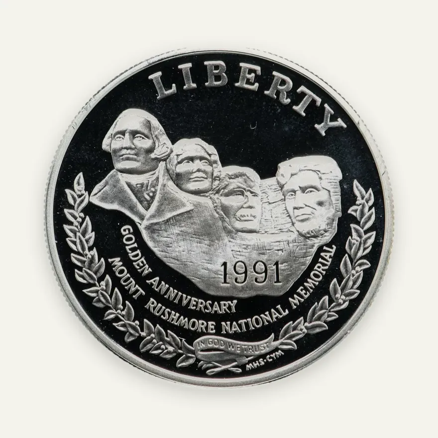 США 1 доллар (dollar) 1991 "50 лет Национальному мемориалу Рашмор" S