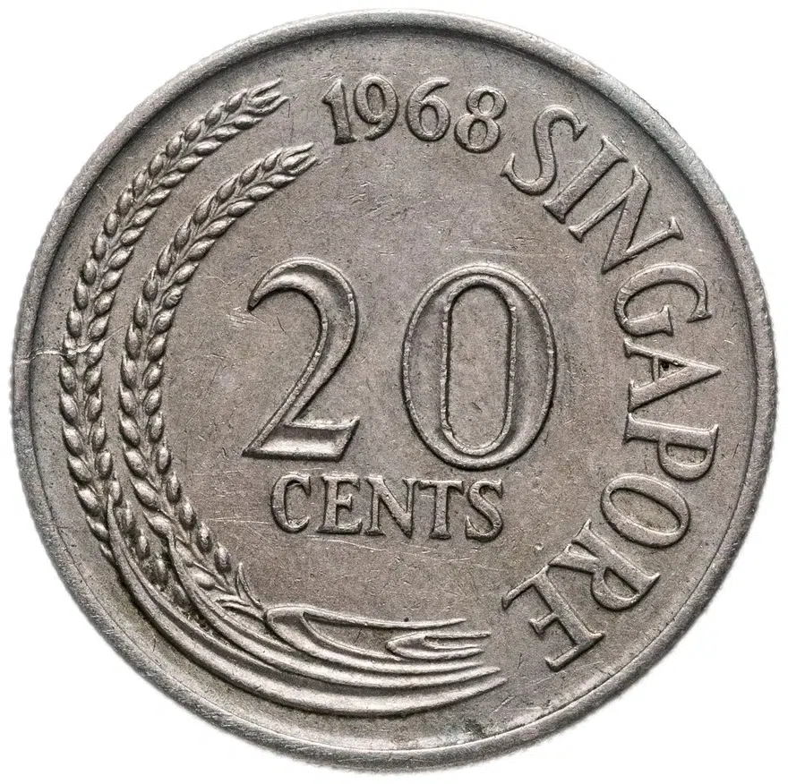 Сингапур 20 центов (cents) 1968 рыба-меч, реверс