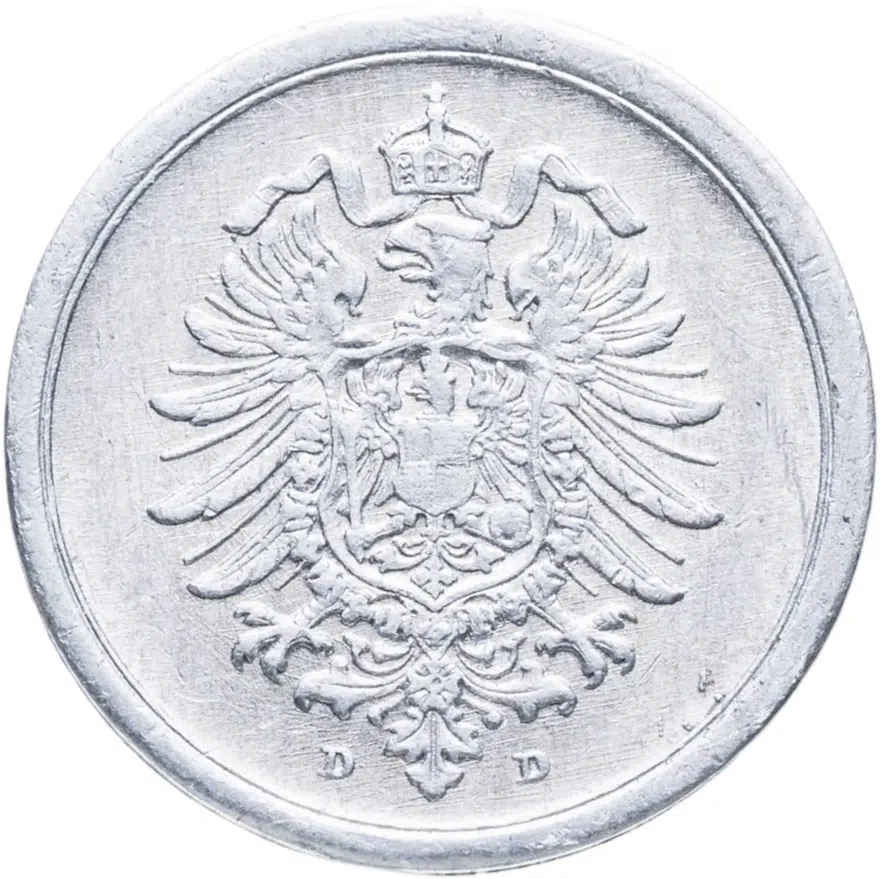 Германия 1 пфенниг (pfennig) 1917 "D", реверс