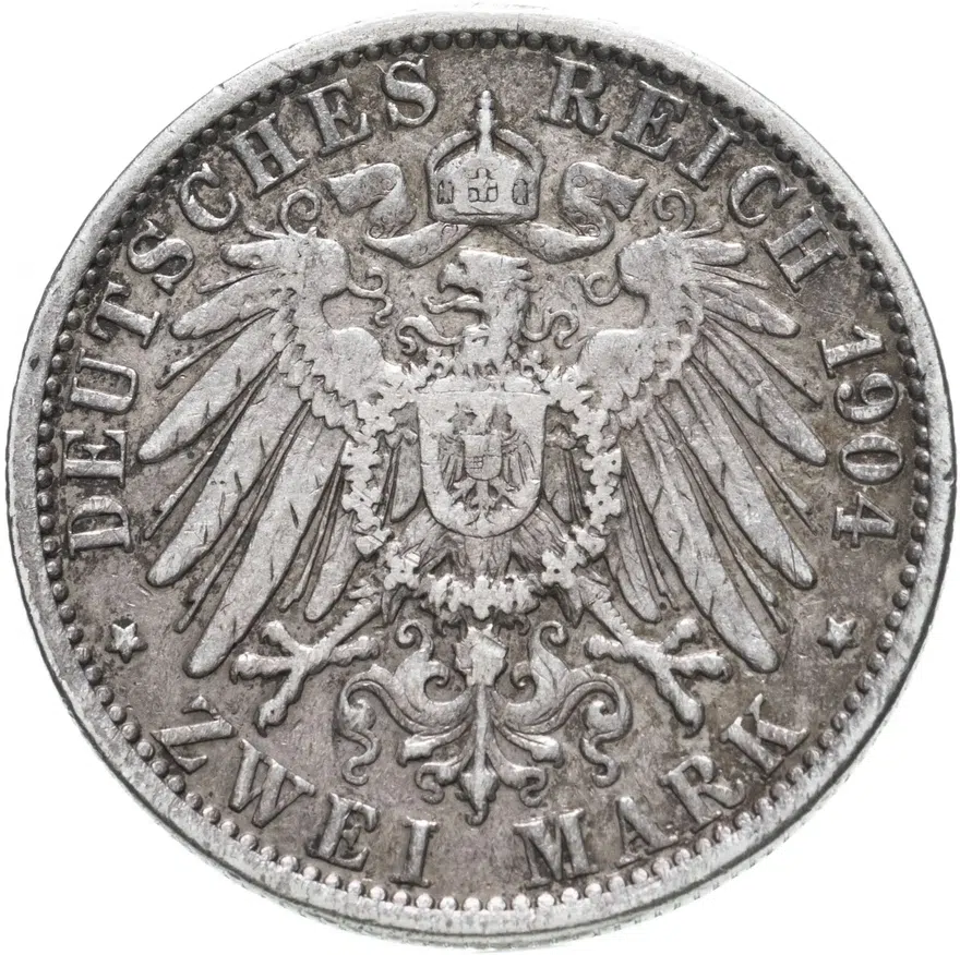 Германия (Империя) 2 марки (mark) 1904  400 лет со дня рождения Филиппа I Великодушного, реверс