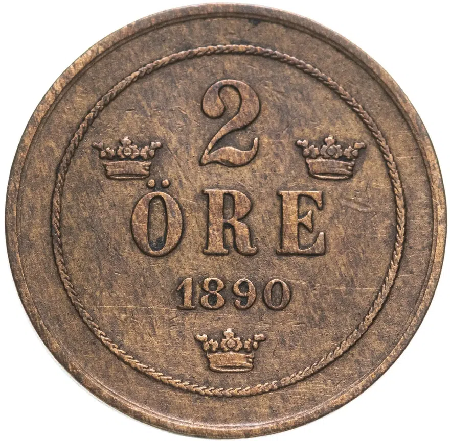 Швеция 2 эре (ore) 1890