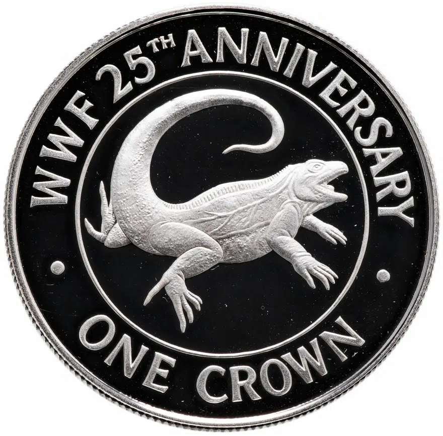Тёркс и Кайкос 1 крона (crown) 1988 "25 лет Фонду дикой природы", реверс