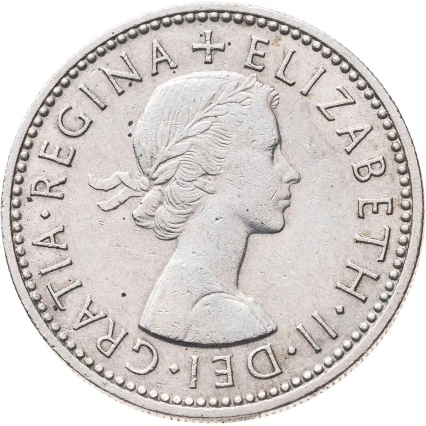 Великобритания 1 шиллинг (shilling) 1956  Английский герб - 3 льва внутри коронованного щита, реверс