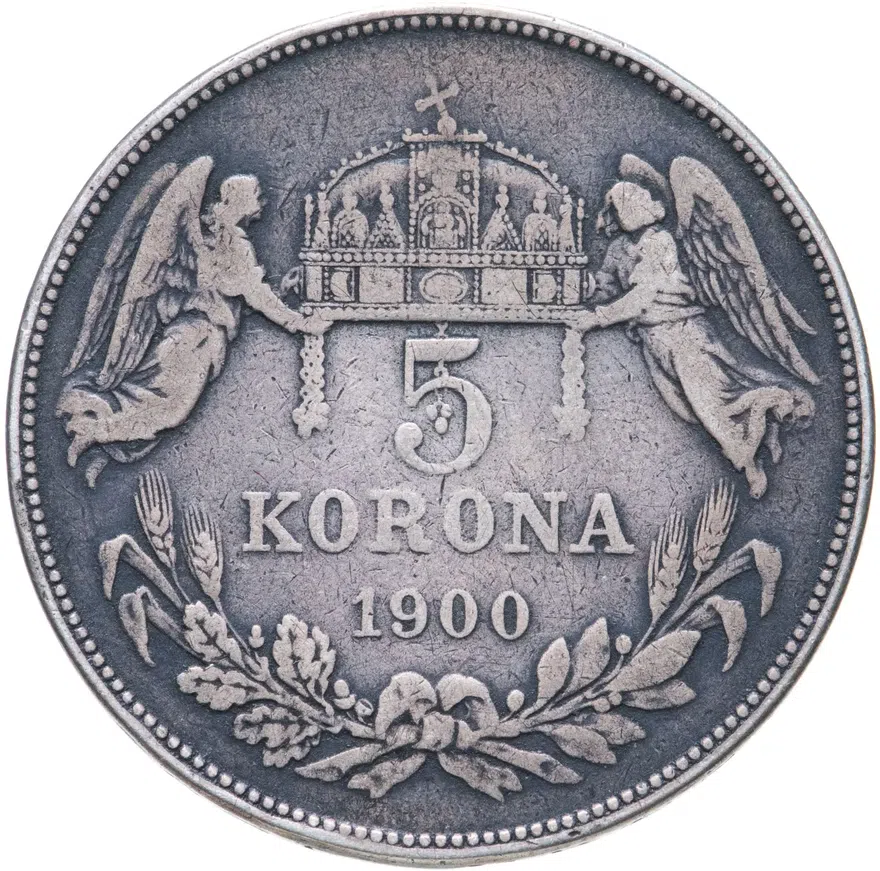 Австро-Венгрия 5 крон (korona) 1900 для Венгрии, аверс