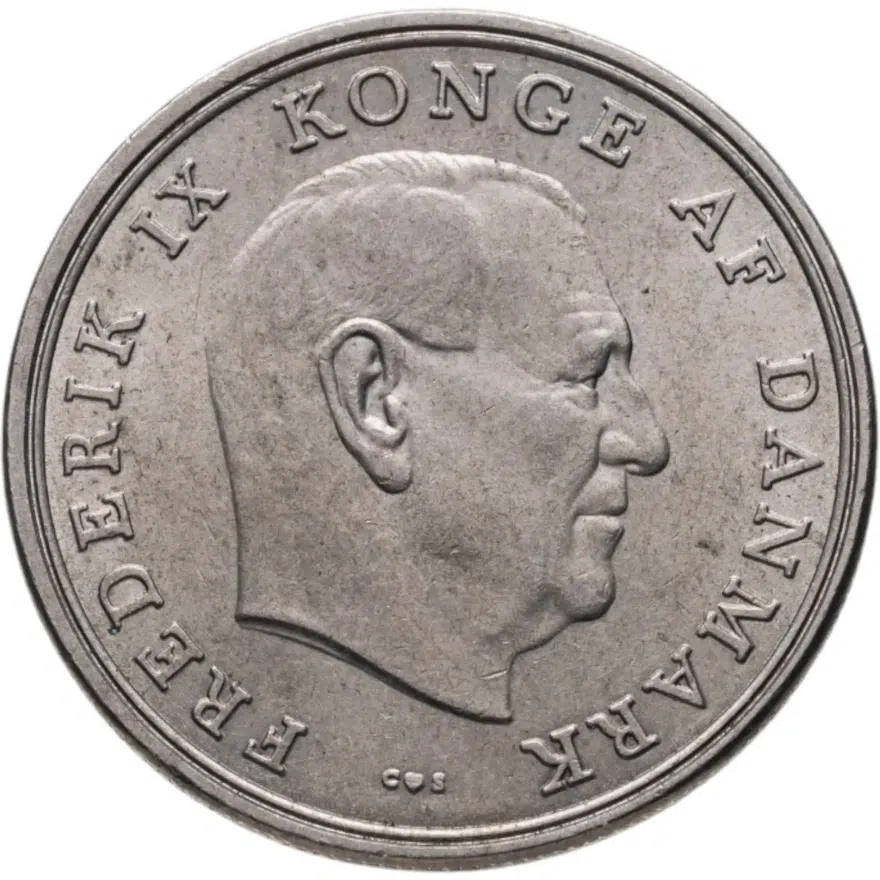 Дания 5 крон (kroner) 1965, реверс