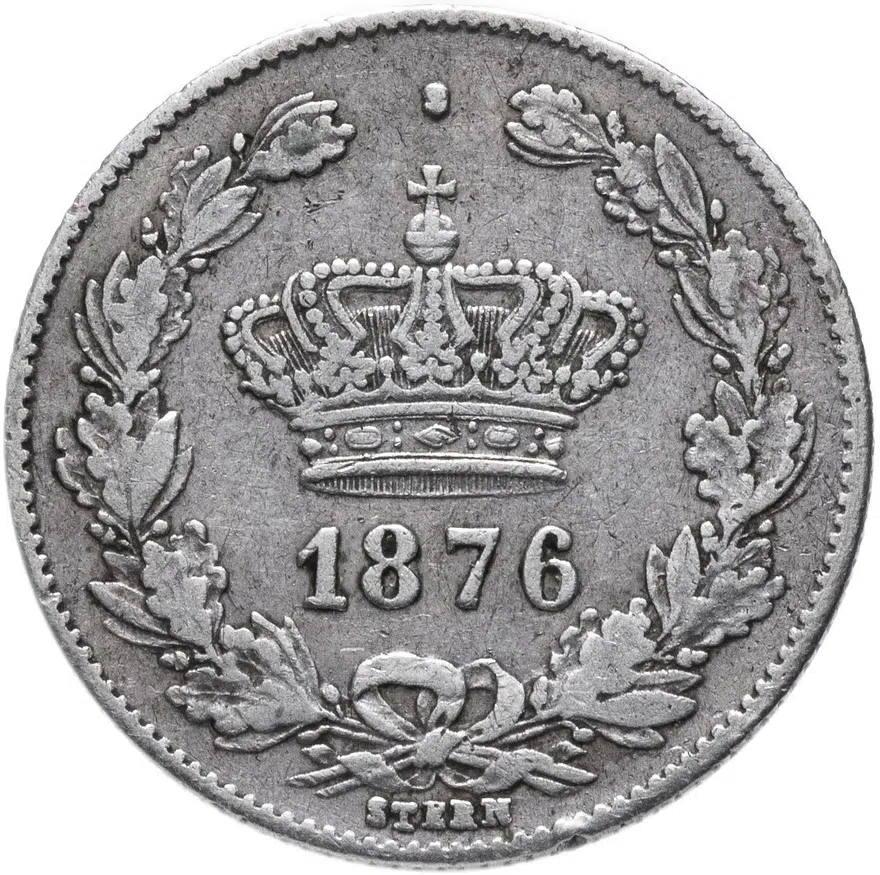 Румыния 50 бань (bani) 1876, реверс